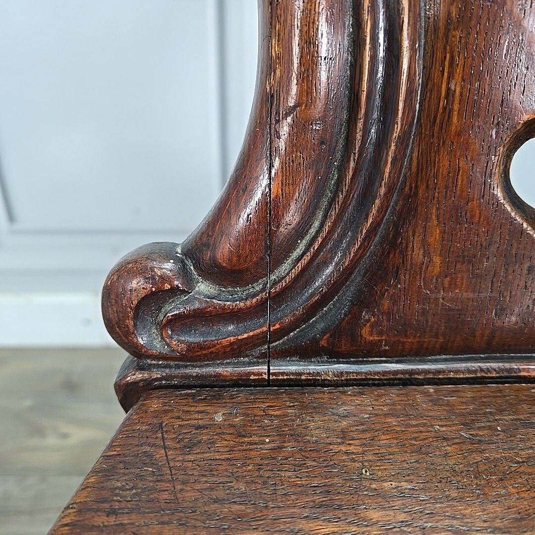 Antique Solid Wooden Chair Victorian With Carved Shield Back Walnut? Hallway photo Furniture