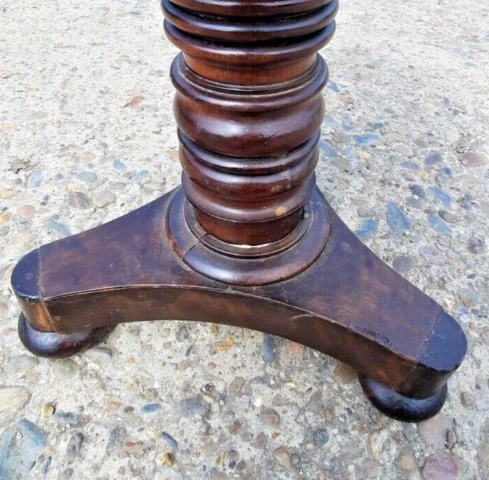 Antique Piano Stool Wood Pedestal Red Upholstery Pub  Turned Wooden photo vinterior