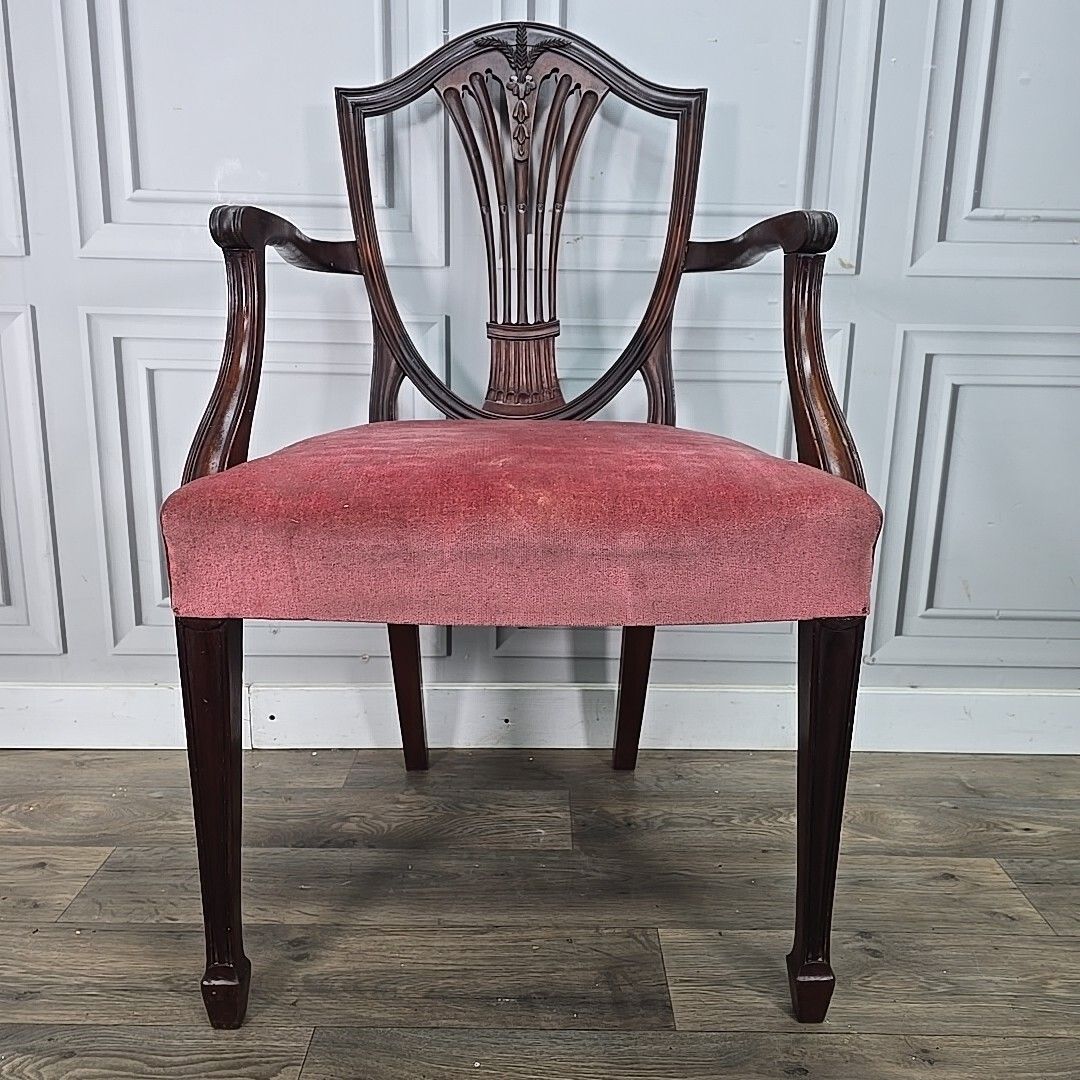 Antique Georgian Chair Hepplewhite Upholstered Shield Hall Bedroom  Mahogany photo Furniture