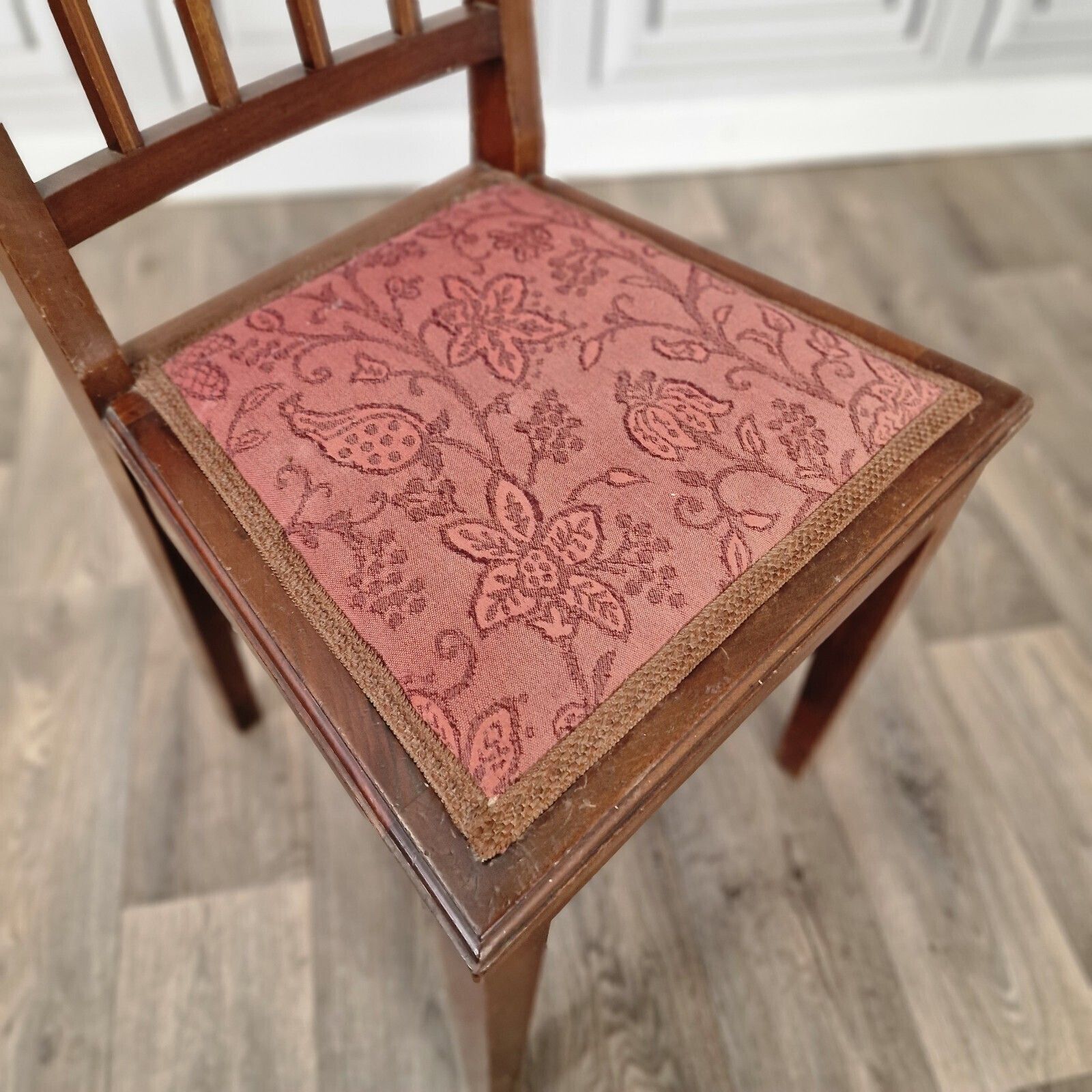 Antique Edwardian Single Chair Dining Bedroom Mahogany Upholstered Wooden photo for sale