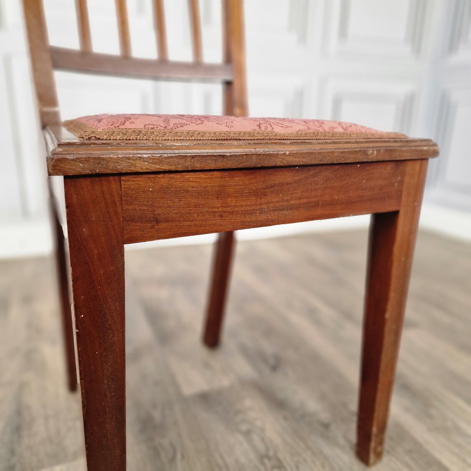 70.0 Antique Edwardian Single Chair Dining Bedroom Mahogany Upholstered Wooden photo