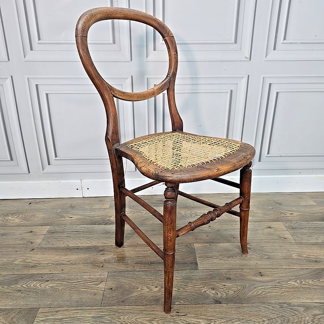 Antique Balloon Chair Turned Decorative Cane  Hall Occasional Solid Wooden