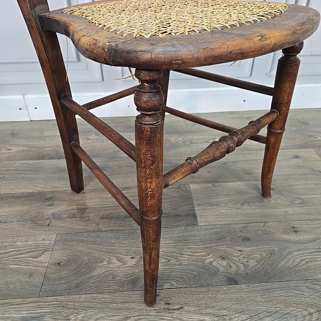 Antique Balloon Chair Turned Decorative Cane  Hall Occasional Solid Wooden photo for sale