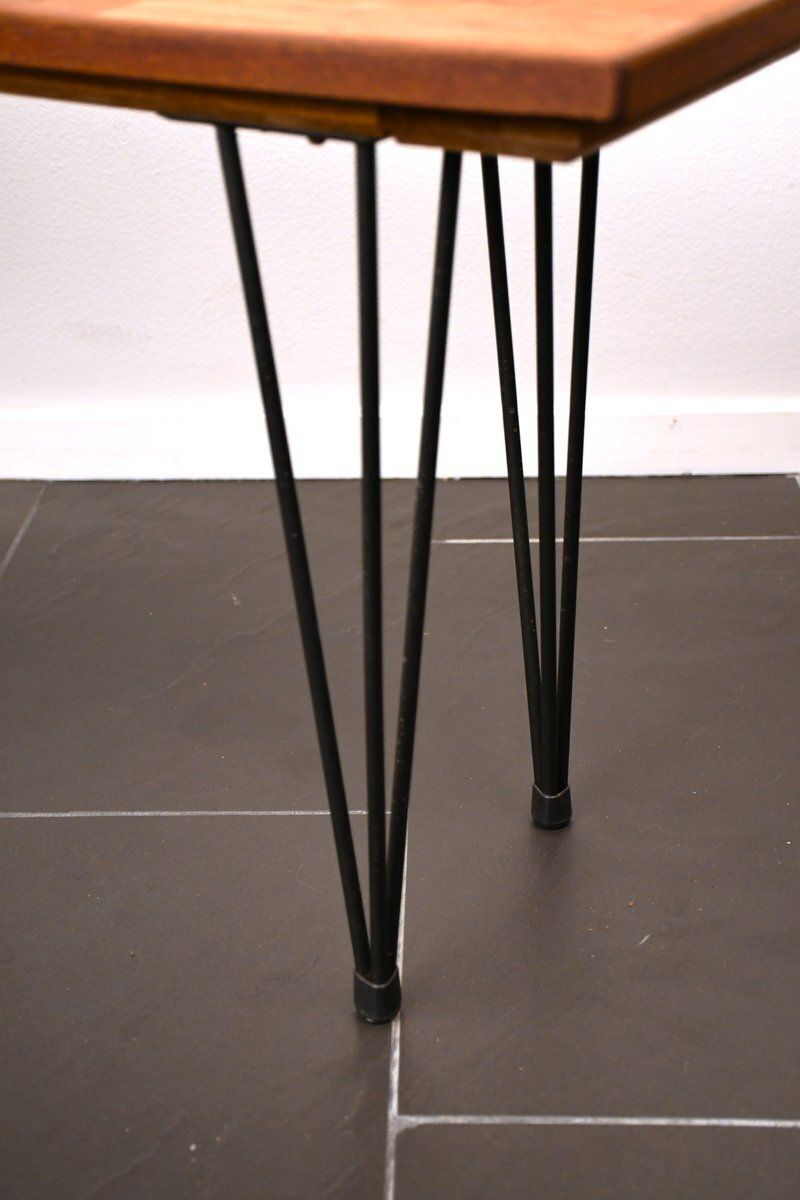 Swedish Modern Oak And Metal Flower Bench, 1950s photo 680.0