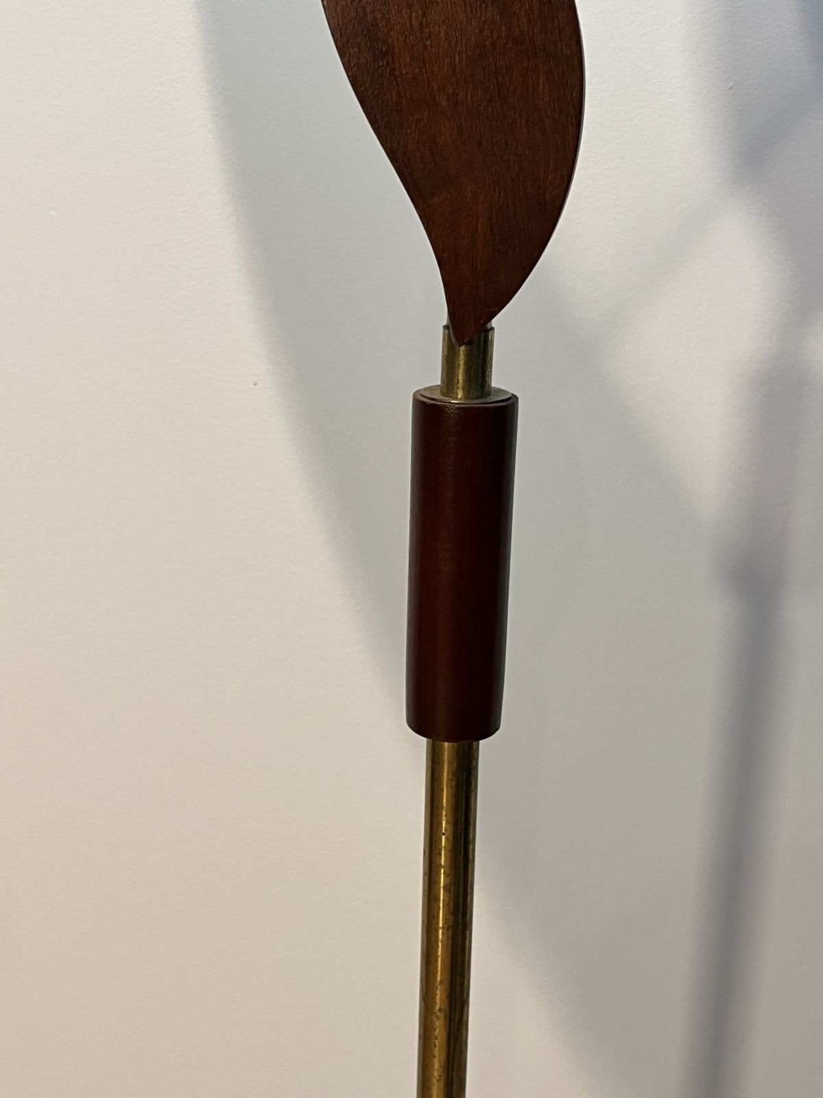 Mid Century Teak Brass Standard Floor Lamp With Shade photo 140.0