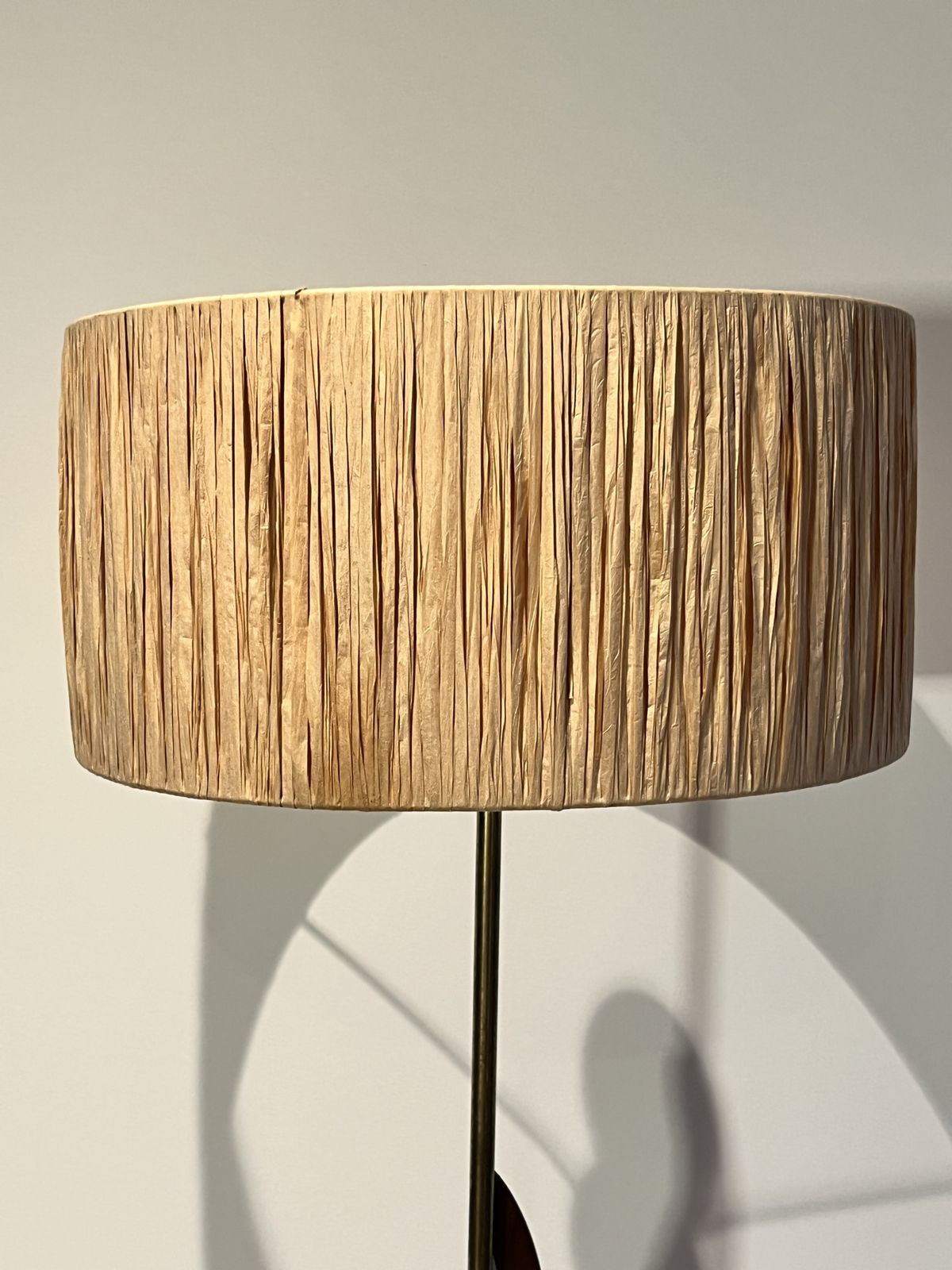 Mid Century Teak Brass Standard Floor Lamp With Shade photo buy