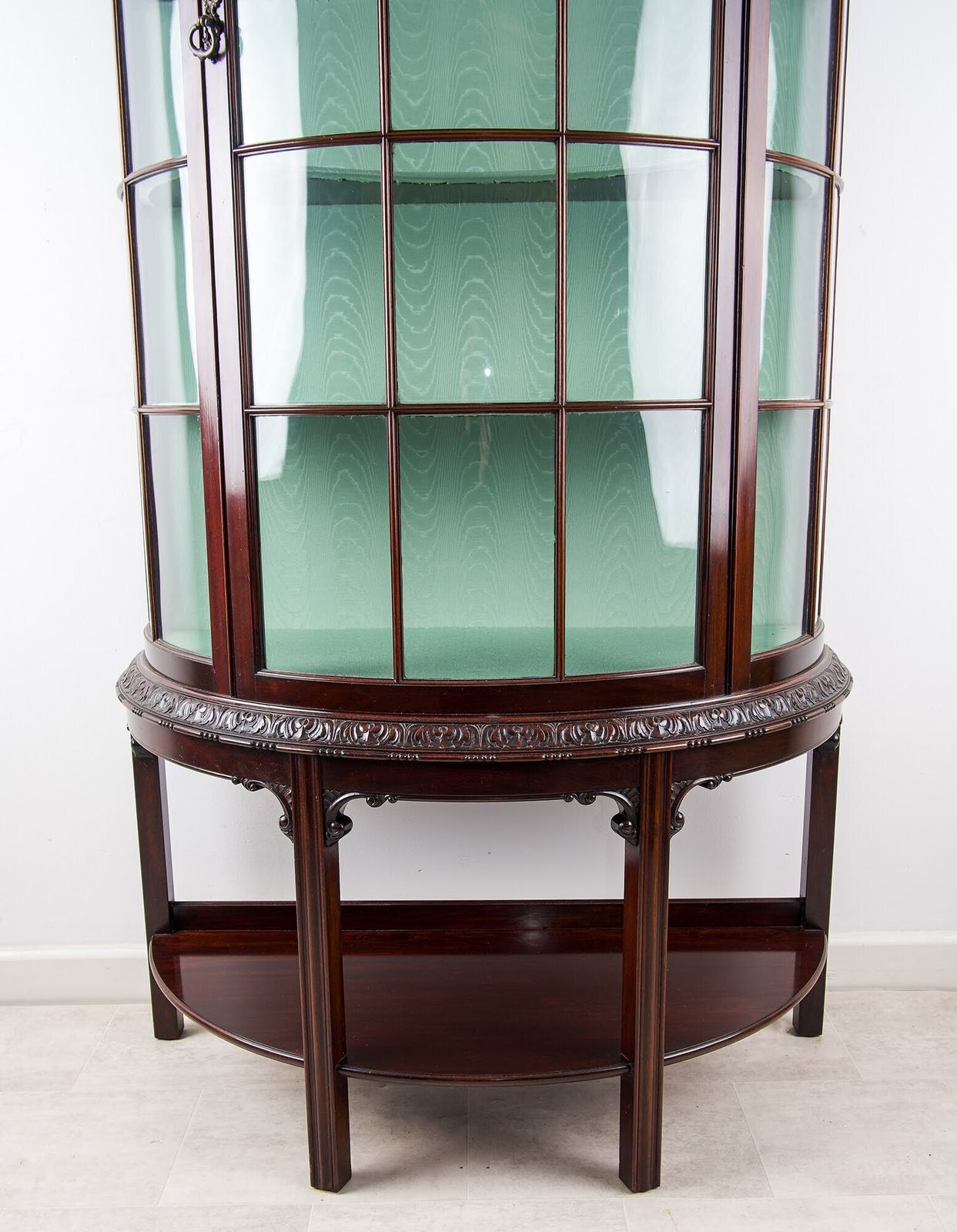 19th Century Mahogany Demi Lune Display Cabinet Chippendale Style photo for sale