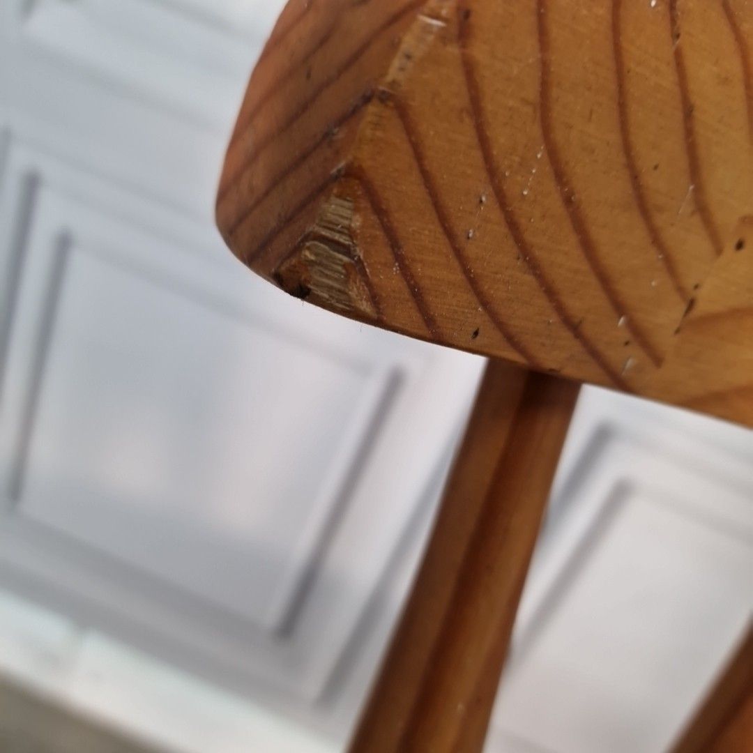 60.0 Vintage Pine Dining Chair Solid Wood Spindle Back Farmhouse Style Retro photo