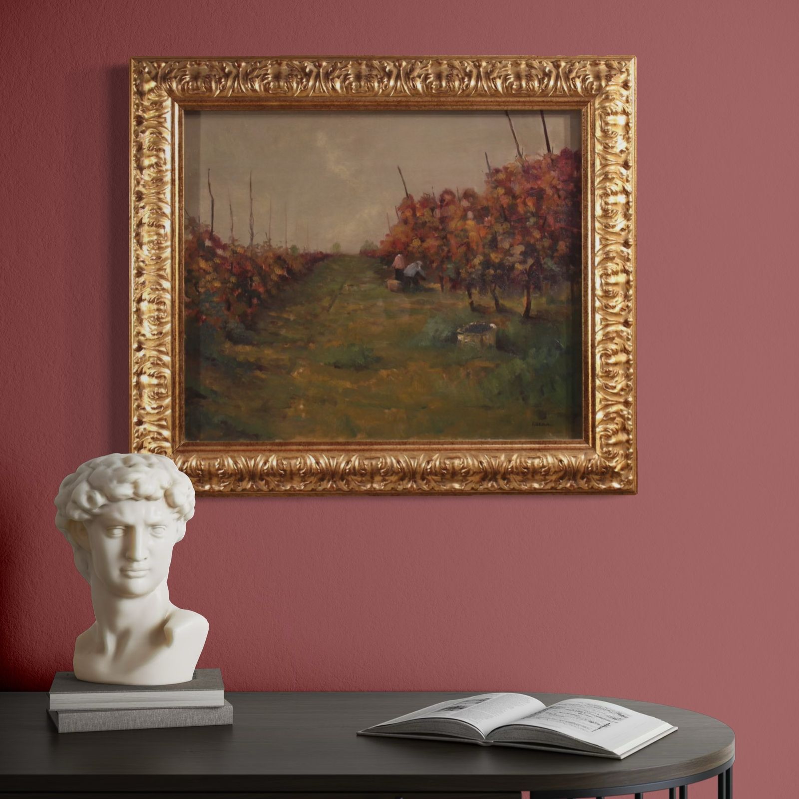 photo furniture 20th Century Italian Landscape Painting The Vineyard In Druento