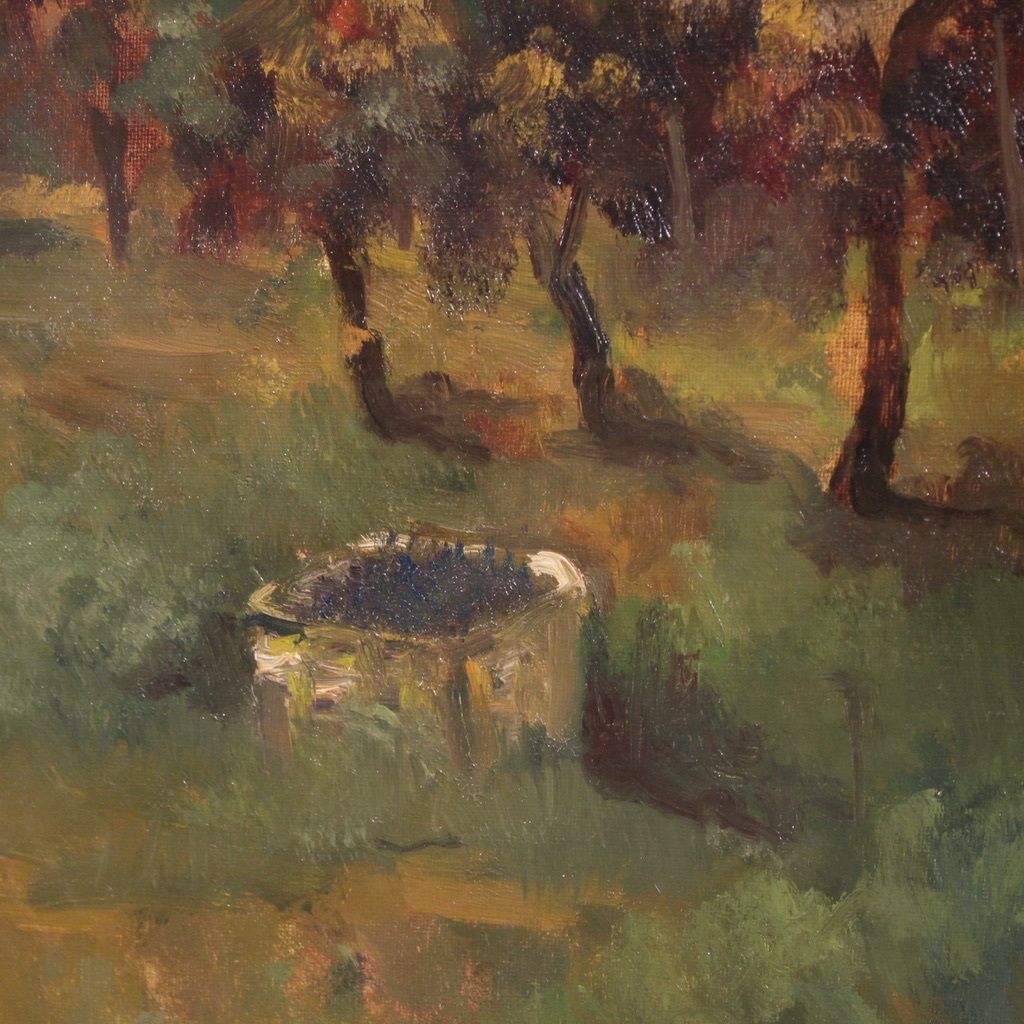 photo vinterior 20th Century Italian Landscape Painting The Vineyard In Druento