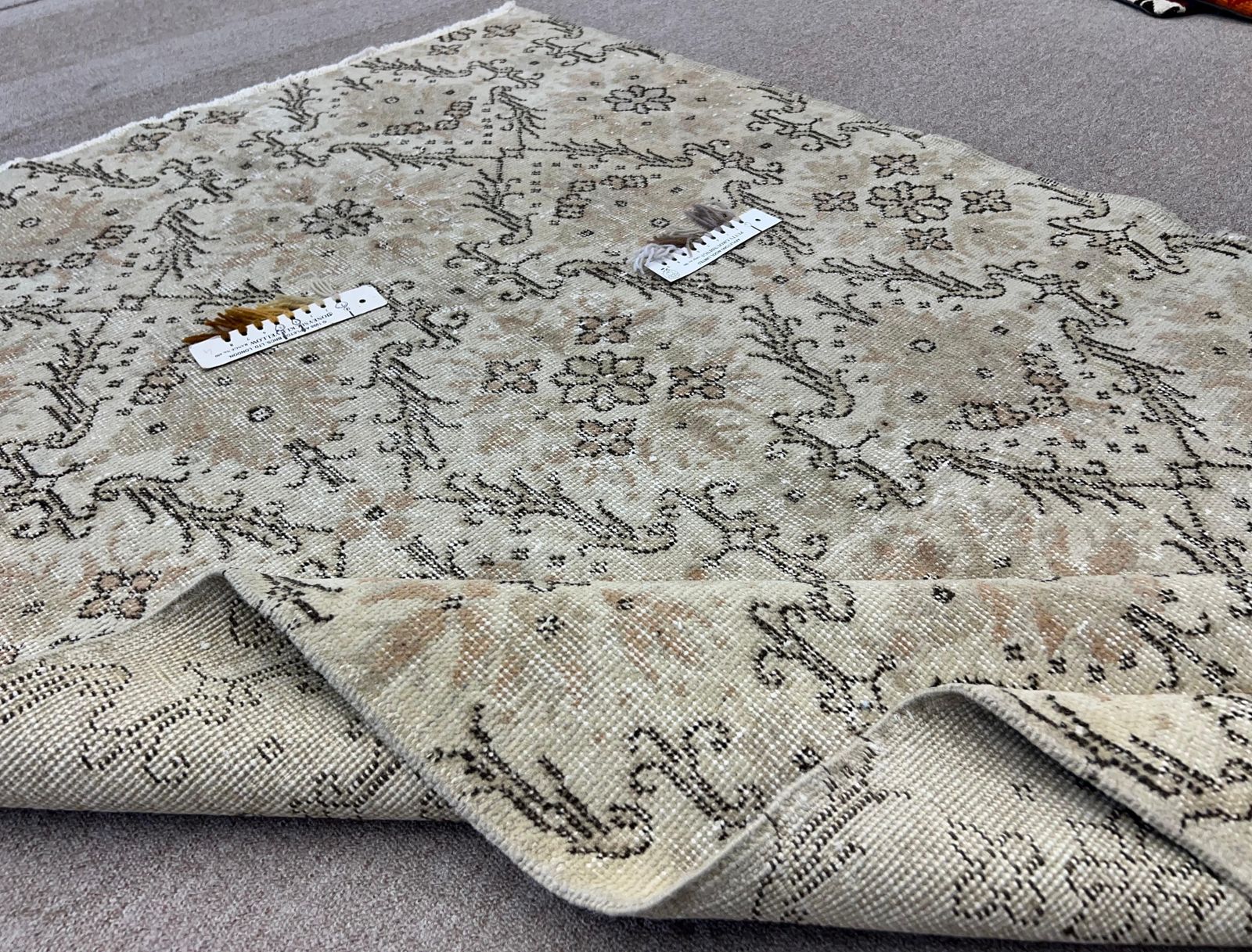 3.8x6.7 Ft Vintage Hand Knotted Turkish Wool Accent Rug With Floral Design. Y591 photo vintage