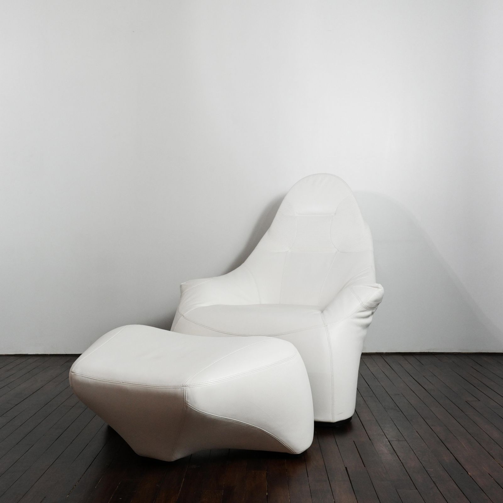 Hal Lounge Chair In White Leather Designed By Marc Sadler For Cassina