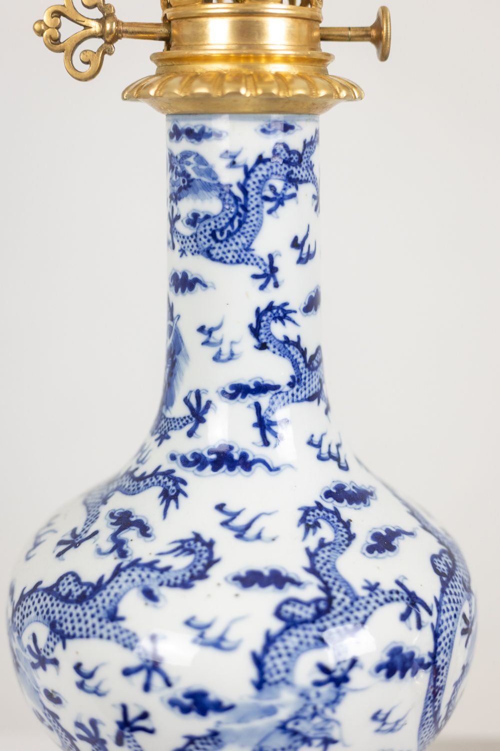 Pair Of Porcelain Lamps Decorated With Dragons, Gilt Bronze. Circa 1880 photo 3800.0
