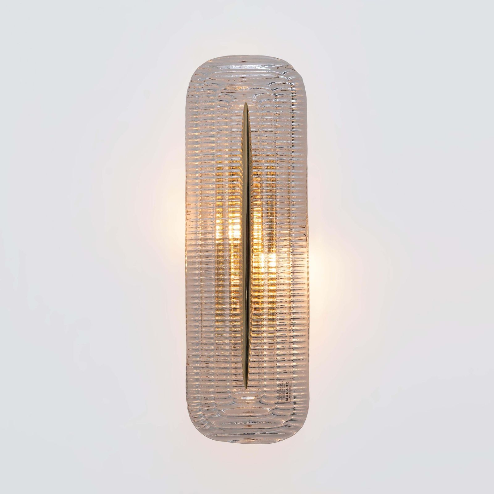 Pair Of Modern Murano Glass Transparent And Brass Sconces, Italy photo Lighting