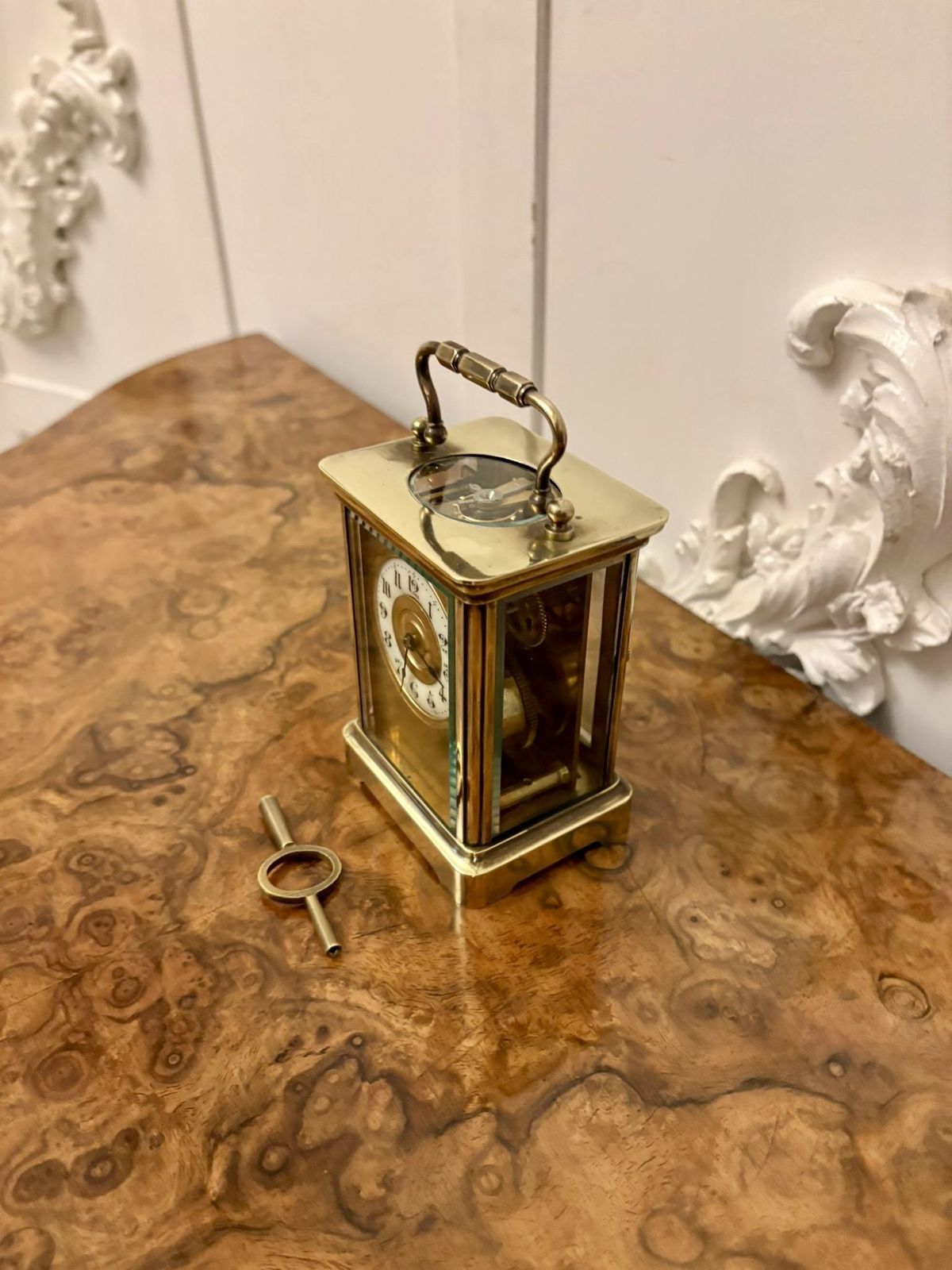 Antique 19th Century Miniature French Brass Carriage Clock photo vinterior