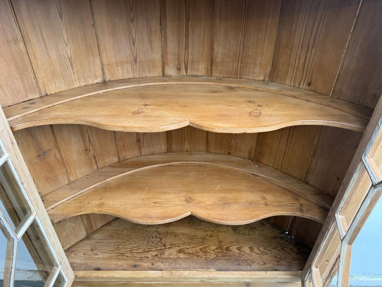 A Rare Early Georgian Pine Astral Glazed Barrel Back 2 Piece Cabinet photo vinterior