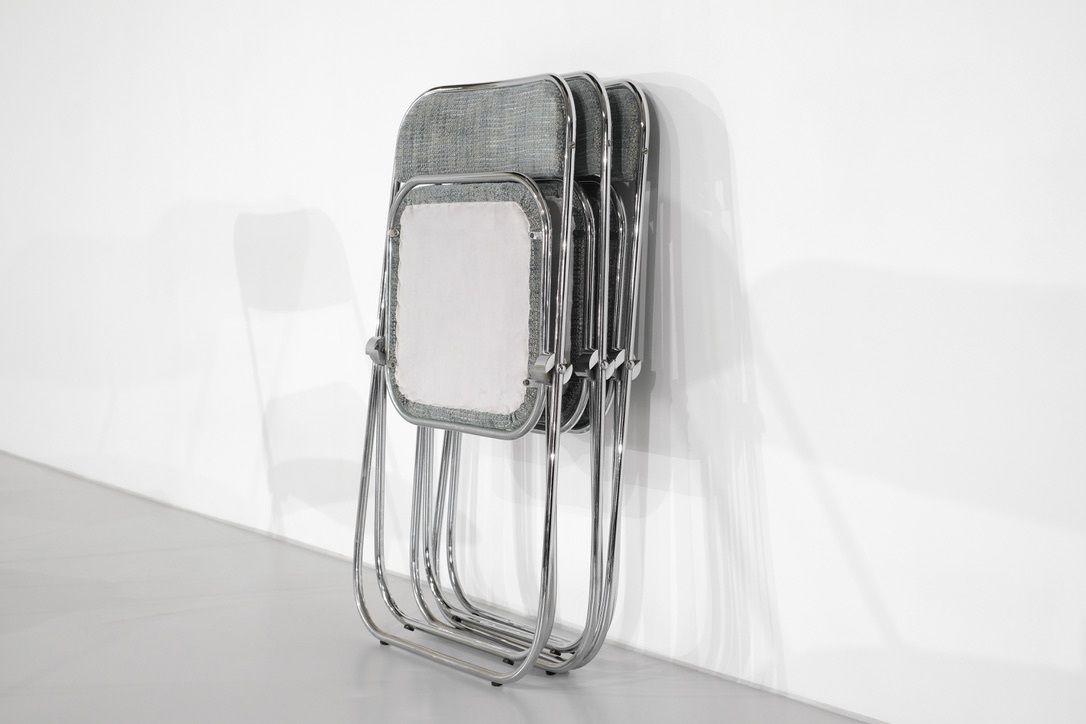 Set Of 9 Chrome Folding Chairs With Fabric From The 1970s. photo furniture