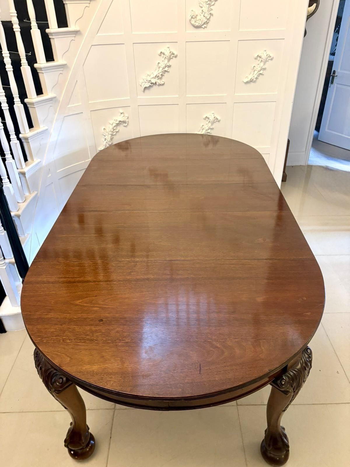 Antique Quality 19th Century 10 Seater Figured Mahogany Extending Dining Table With Carved Claw And Ball Legs photo 4450.0