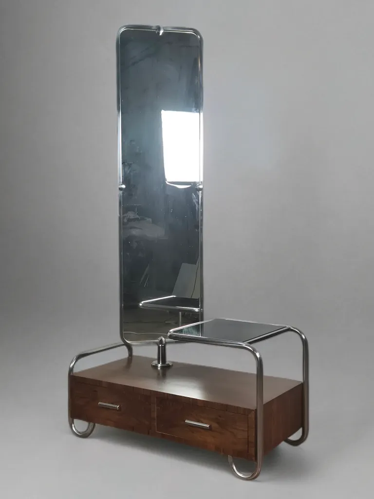 Furniture Bauhaus Tubular Steel Dressing Cabinet By Slezak, 1930 photo