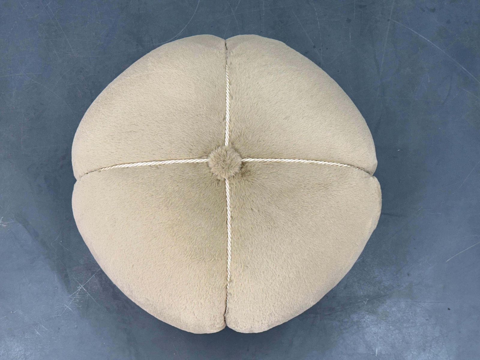 1940s Czech Art Deco Round Stool With Faux Rabbit Upholstery photo Furniture