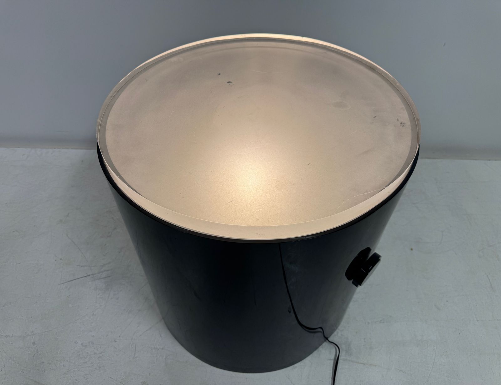 photo furniture Illuminated Lucite Drum Table By Karl Springer