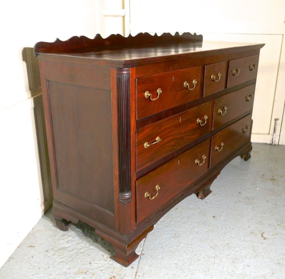 Large 18th Century Mahogany Lancashire Chest Of Drawers George III Dresser photo vintage
