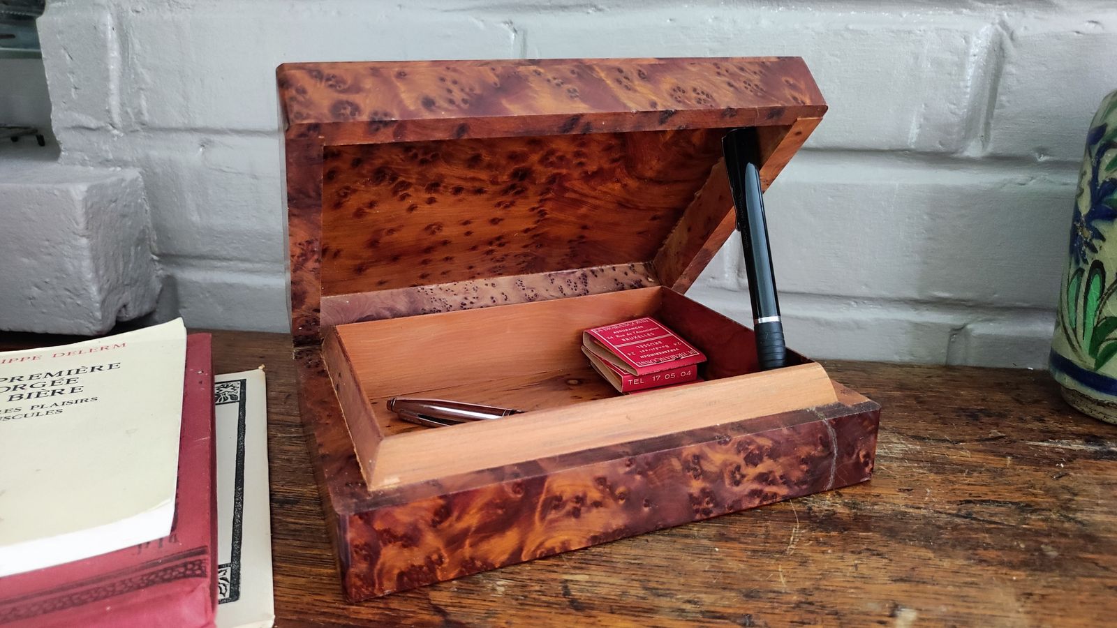 152.0 Art Deco Burl Wood Rectangular Lidded Box photo