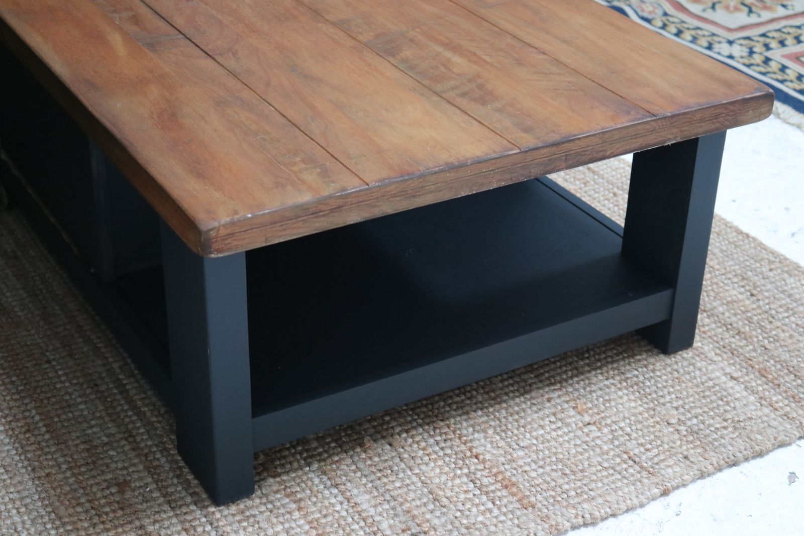 300.0 Rustic Solid Wood Chunky Large Coffee Table With Drawer photo