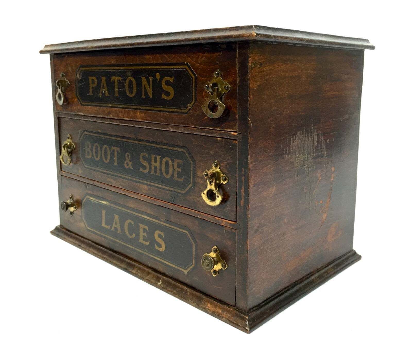 Antique Advertising Paton's Laces Haberdashery Shop Counter Drawers Cabinet photo for sale