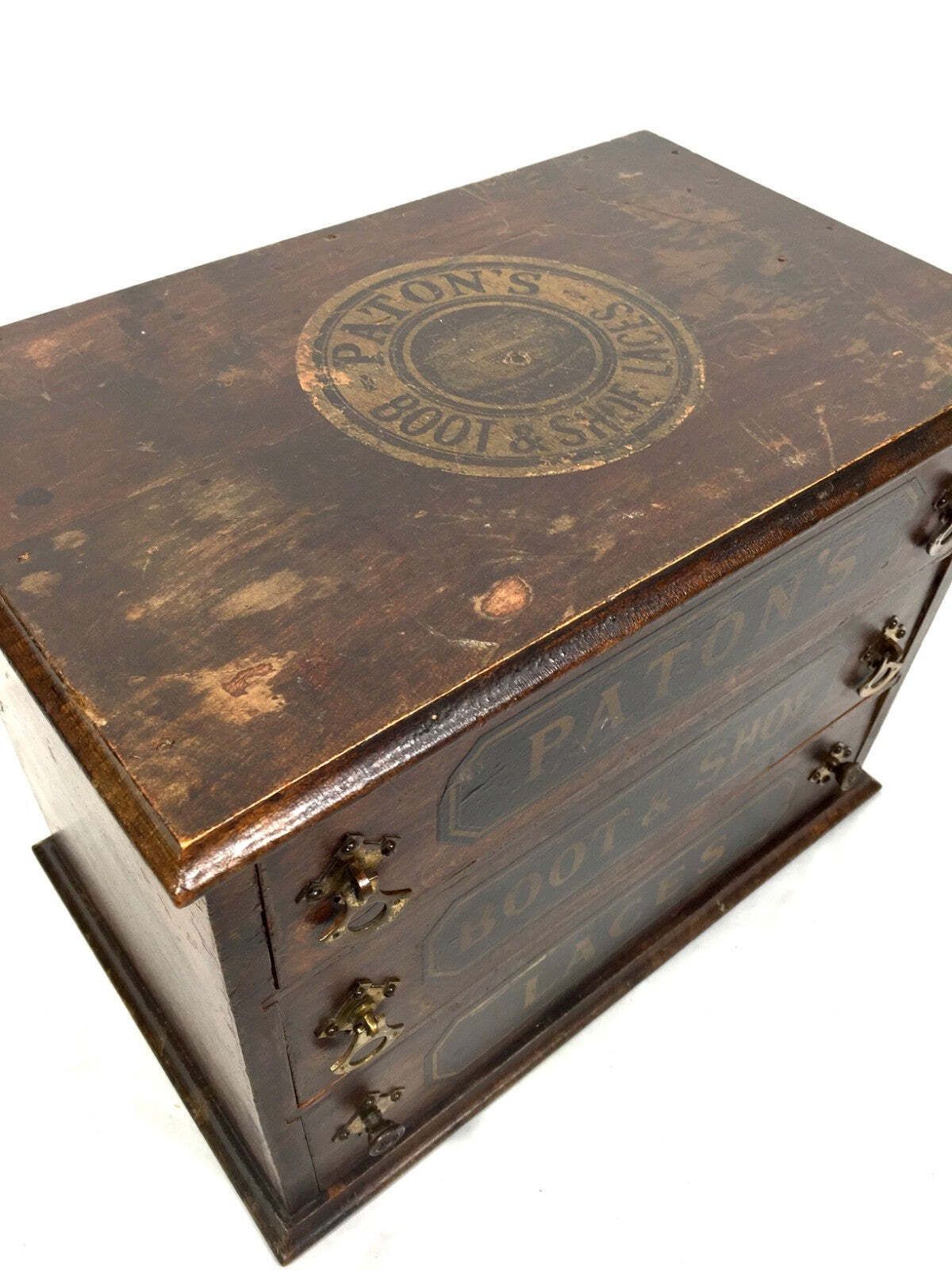 Antique Advertising Paton's Laces Haberdashery Shop Counter Drawers Cabinet photo Furniture