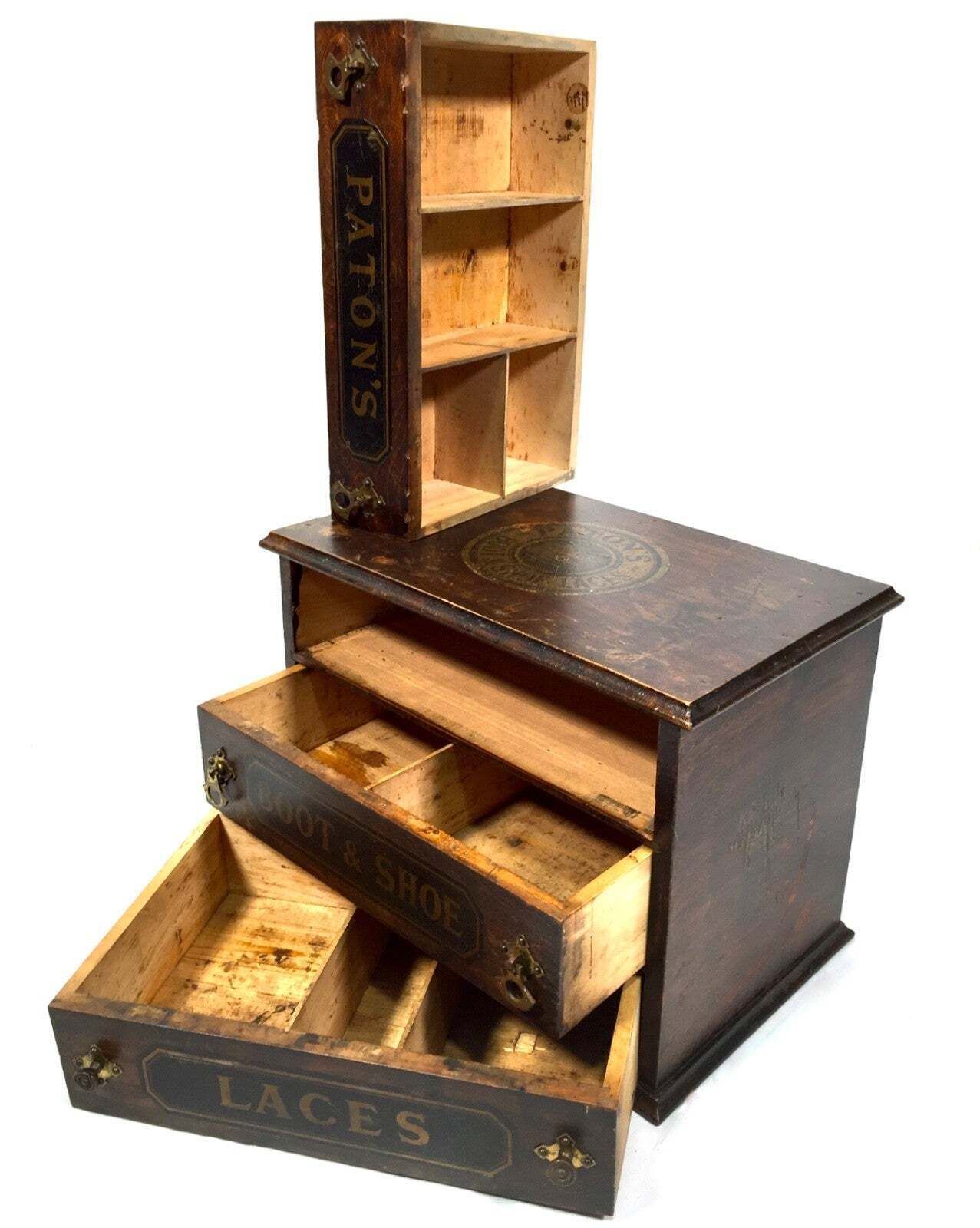 photo for sale Antique Advertising Paton's Laces Haberdashery Shop Counter Drawers Cabinet