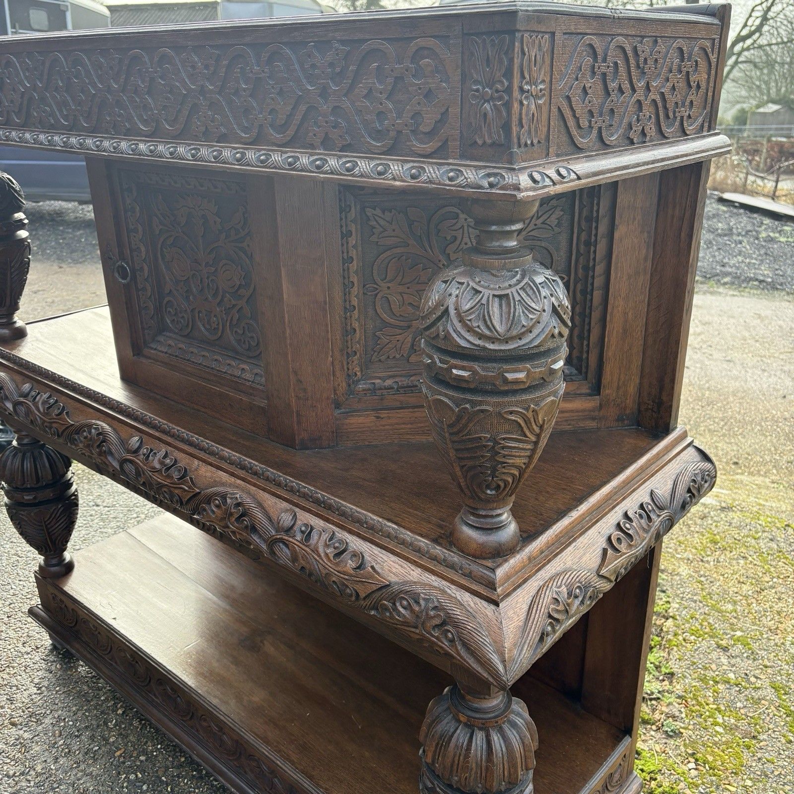 19th Century Style English Oak Livery Court Cupboard photo for sale