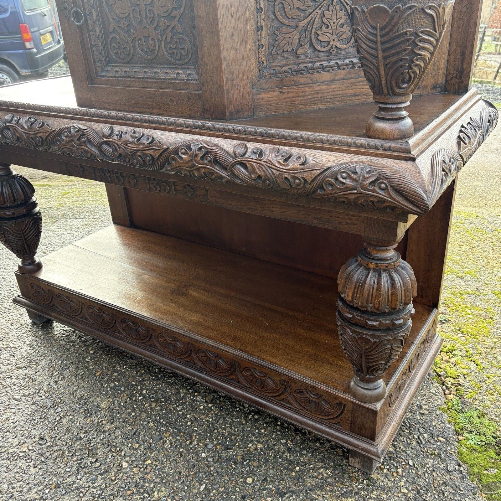 19th Century Style English Oak Livery Court Cupboard photo vinterior