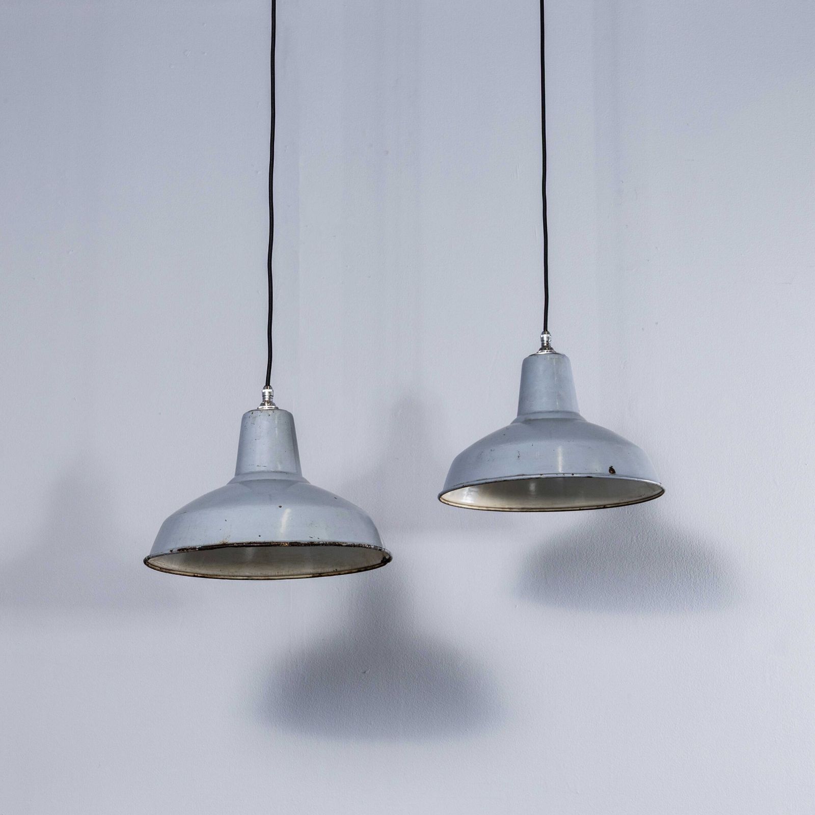 1950’s Industrial Benjamin Enamelled Grey Pendant Lamps (Model 3) – 14 Inch photo 174.0