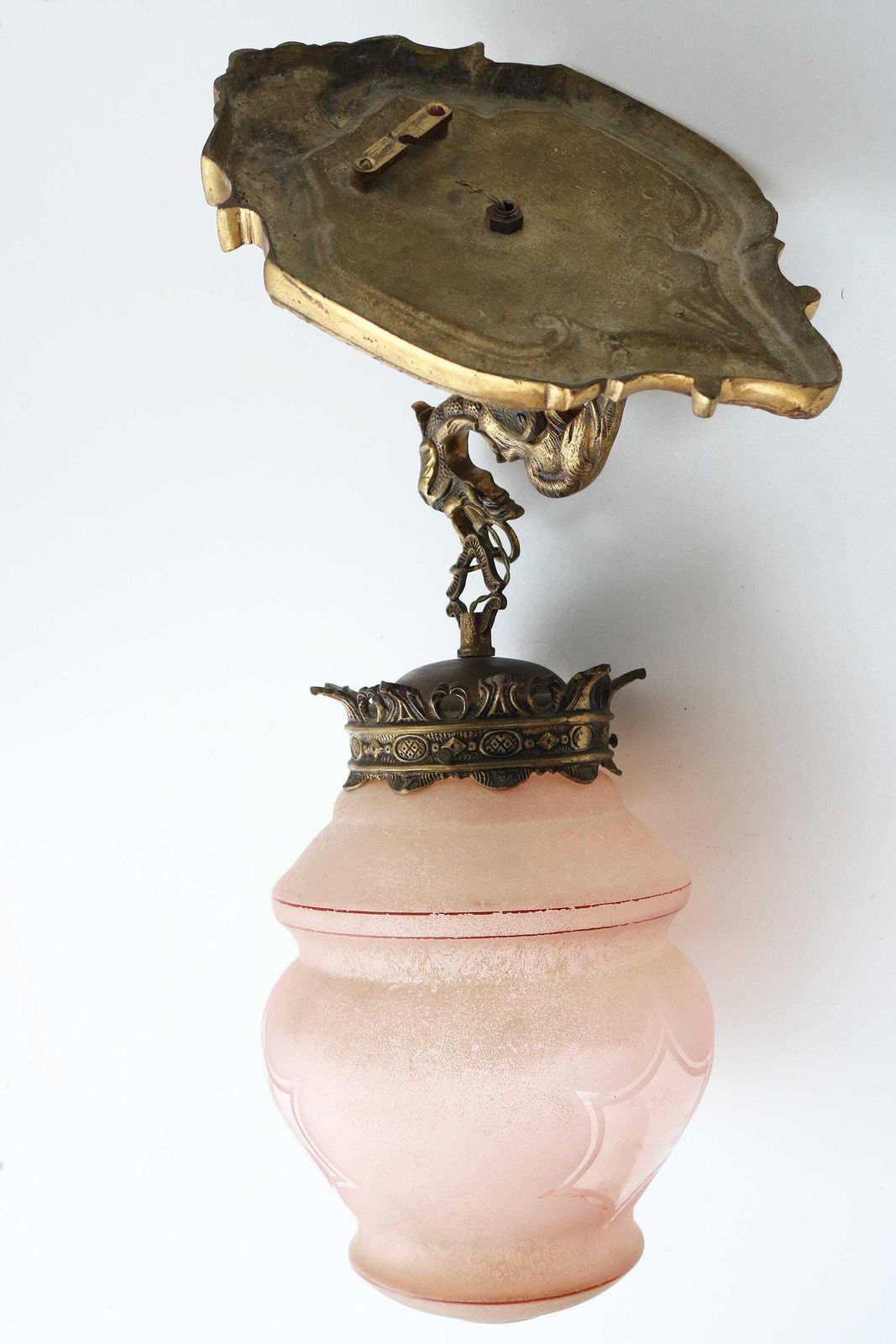 Lighting Antique Bronze Gothic Dragon Griffin Wall Sconce – Early 20th Century Mythological Lighting photo