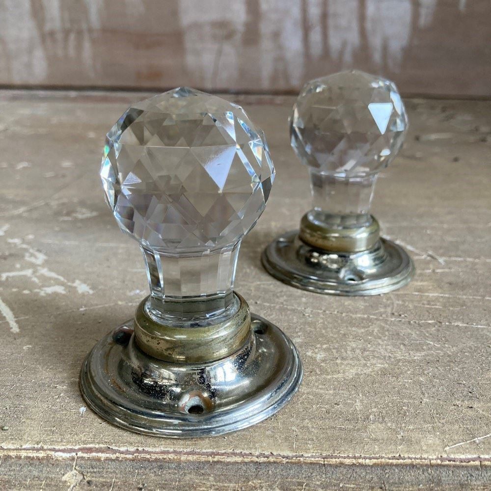 Antique Cut Glass Door Knobs, 1920s