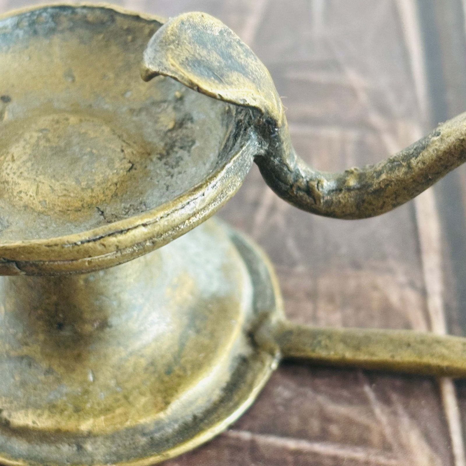 Rare Antique Sacred Brass Oil Lamp photo vintage