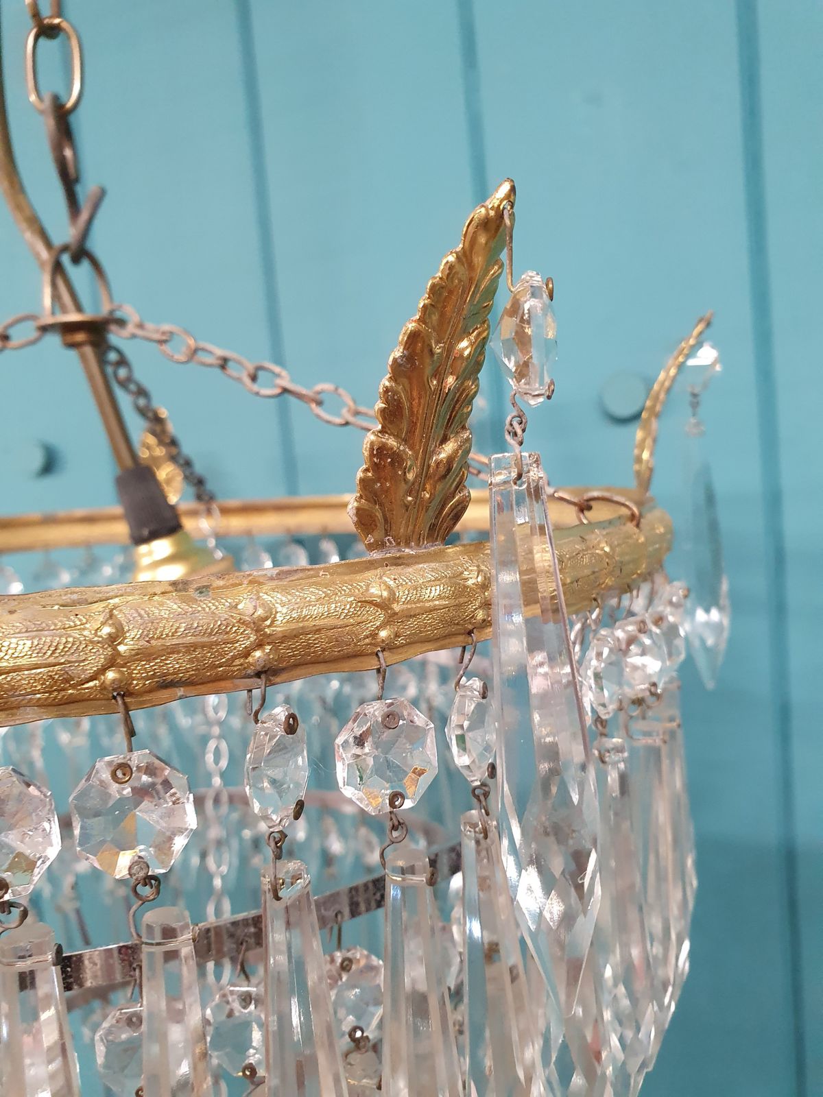 Early 20th Century Large Spike Chandelier Antique 13" photo vinterior