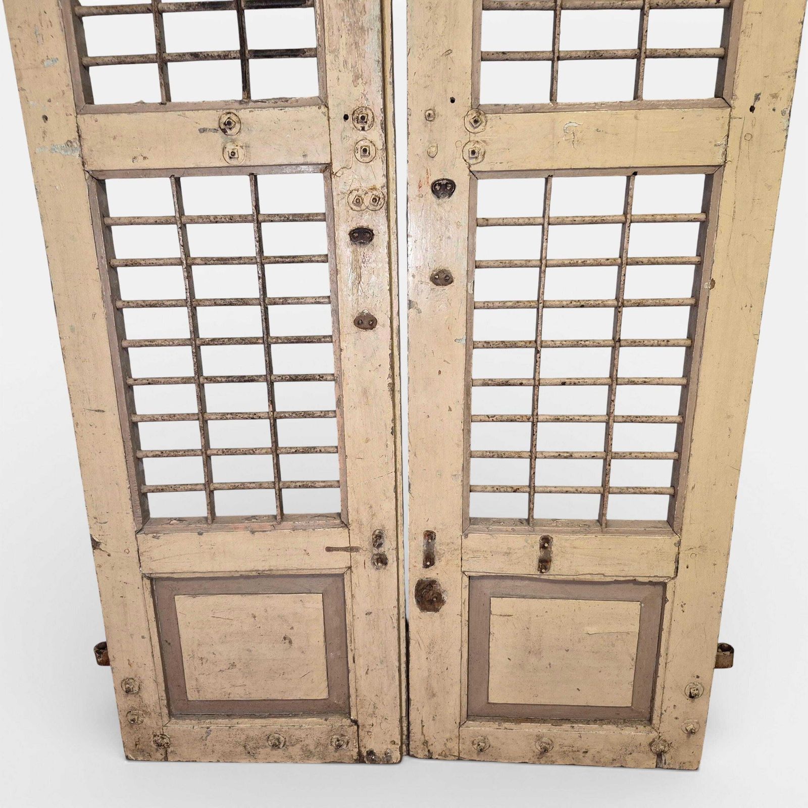 Home Fixtures Antique Indian Jali Doors Pair 175cm X 50cm | Carved Teak Rustic Wall Panels | Architectural Salvage photo
