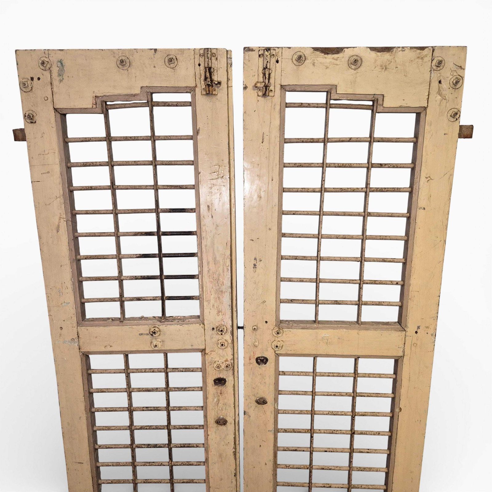430.0 Antique Indian Jali Doors Pair 175cm X 50cm | Carved Teak Rustic Wall Panels | Architectural Salvage photo