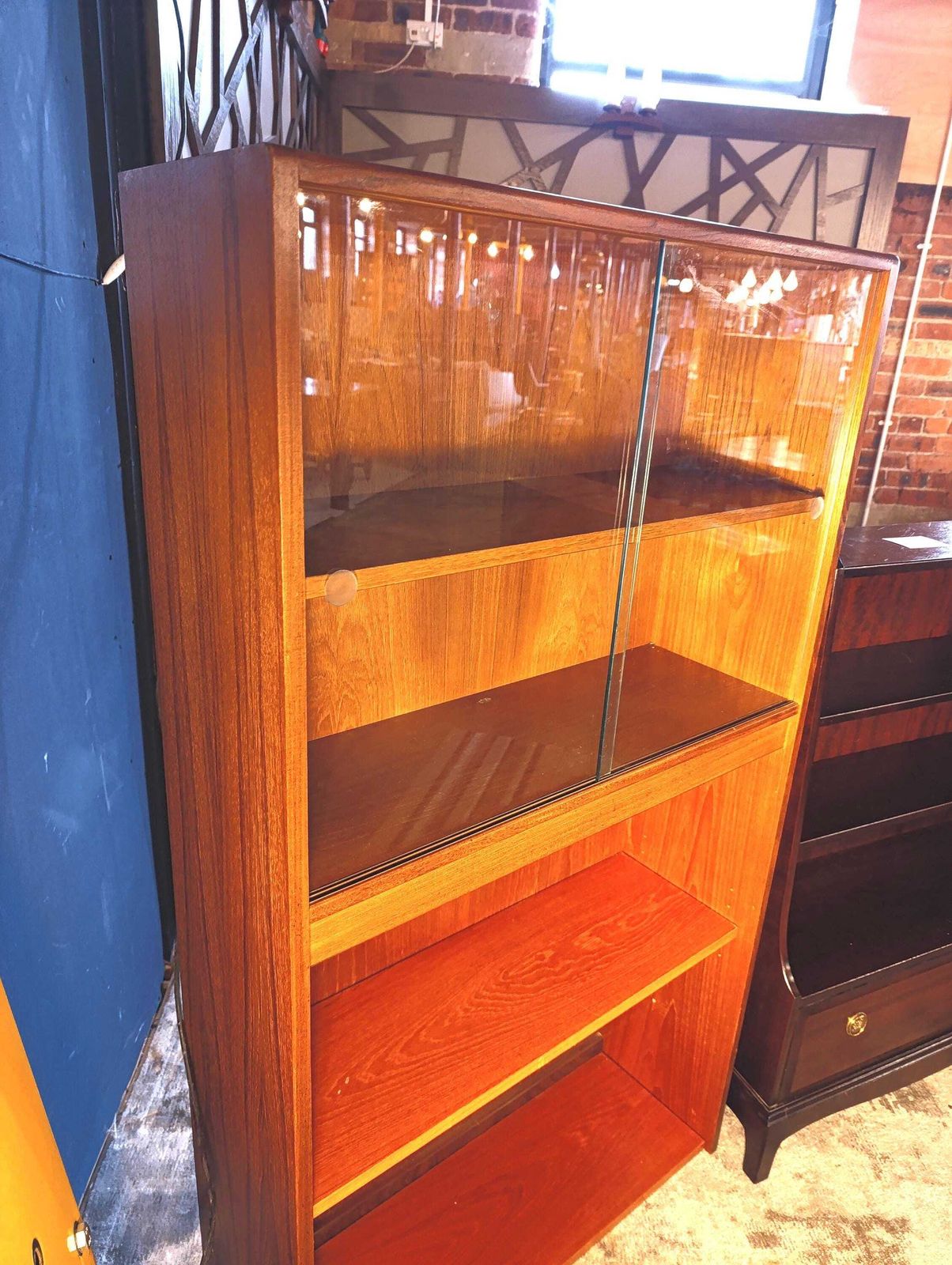 G Plan Teak Glazed Bookcase Cabinet Circa 1960s