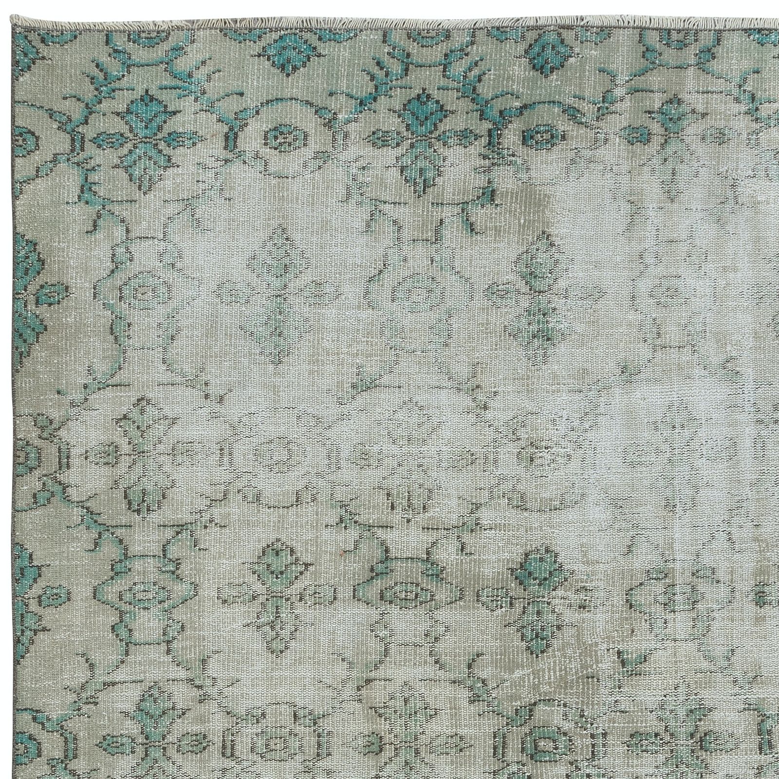 6.3x9.4 Ft Vintage Handknotted Turkish Wool Area Rug   Muted Sage & Beige Colors photo Textiles