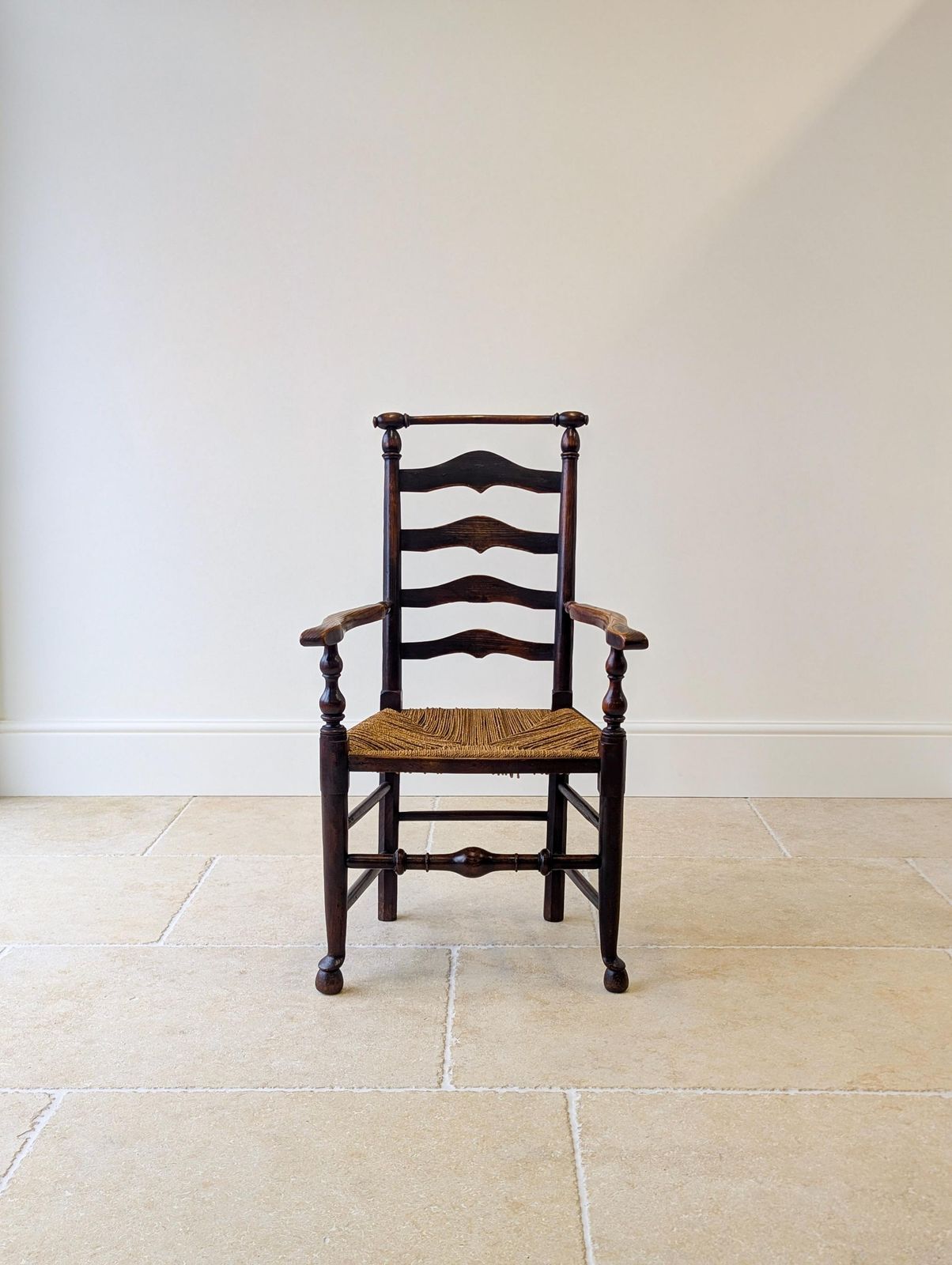 Antique Victorian Country Ash Ladderback Armchair C.1890 photo Furniture