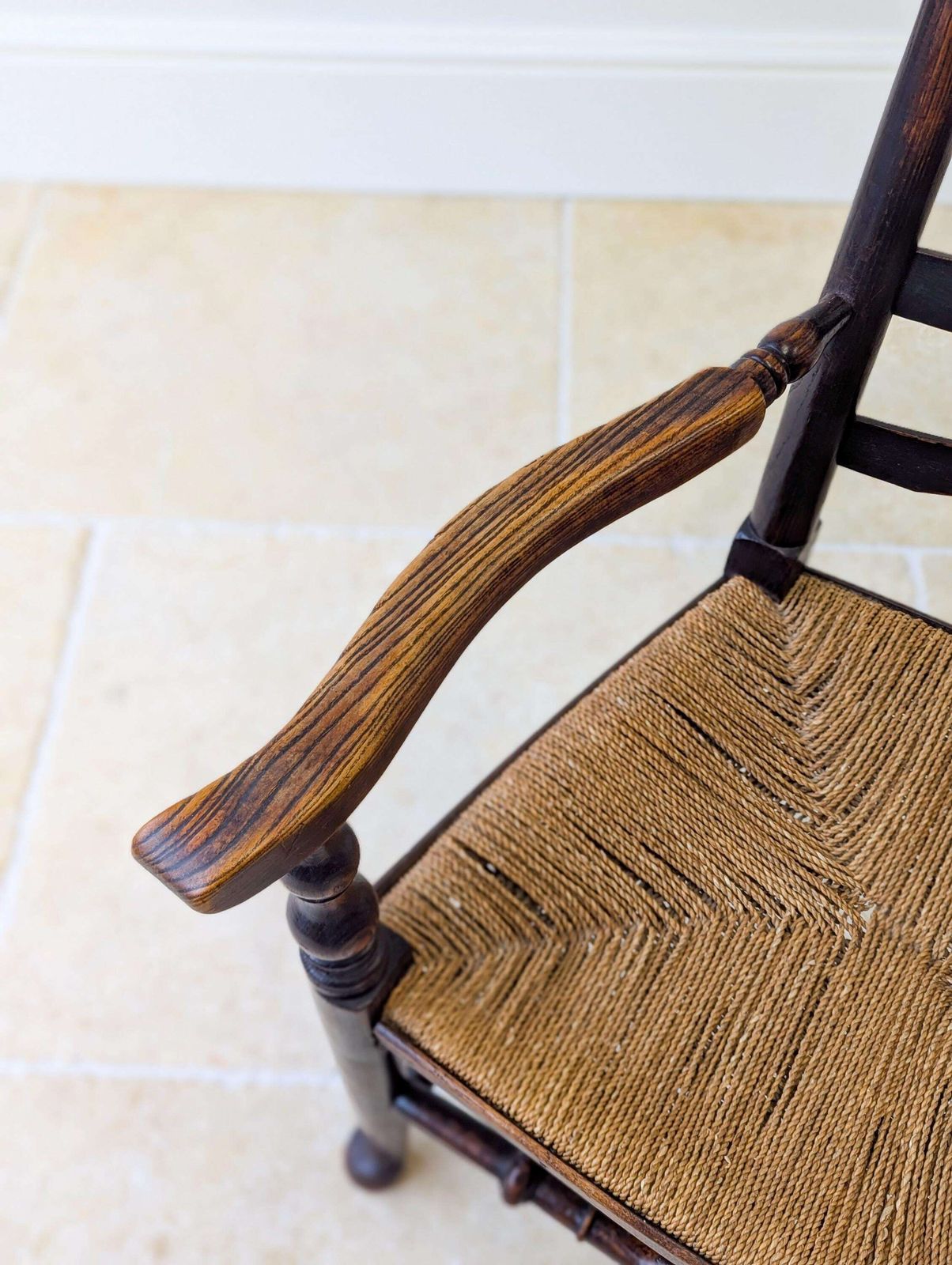 Antique Victorian Country Ash Ladderback Armchair C.1890 photo buy