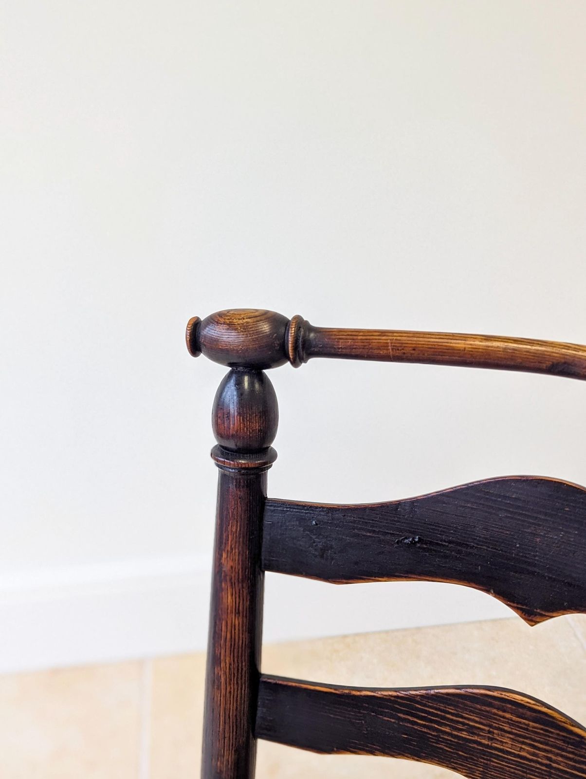 Furniture Antique Victorian Country Ash Ladderback Armchair C.1890 photo