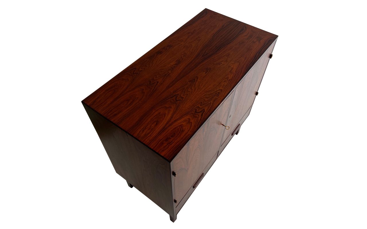 60s 1960s Large Danish Rosewood Double Sided Cabinet photo vintage