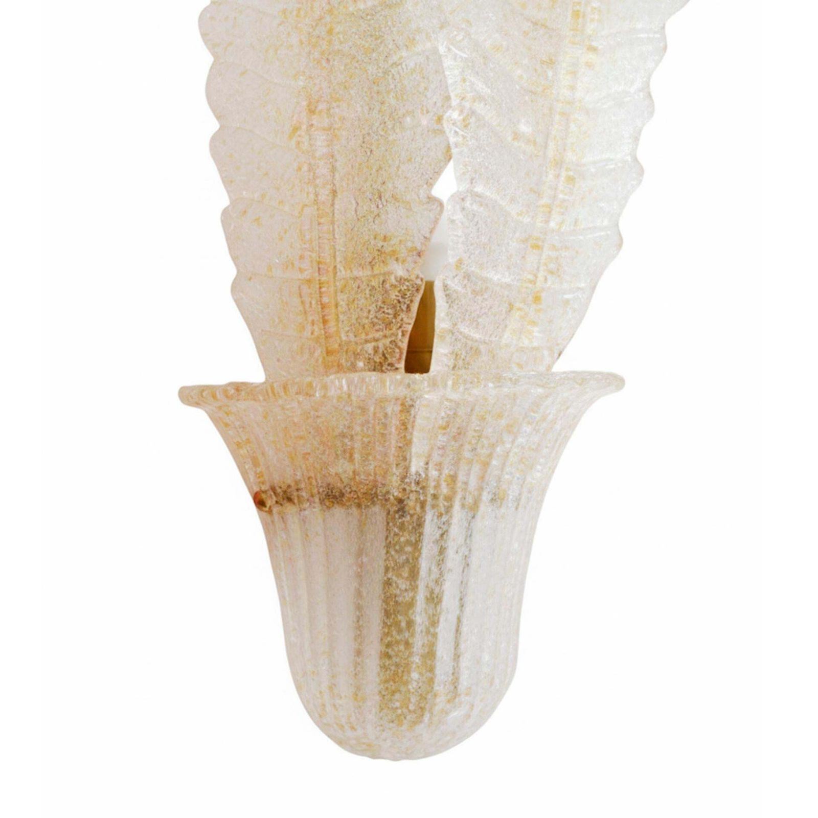 Mid Century Modern Floral Translucent Murano Glass Pair Of Italian Sconces photo 6034.0