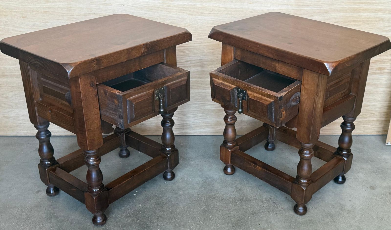 20th Century Spanish Nightstands With Drawer And Iron Hardware photo 1897.0