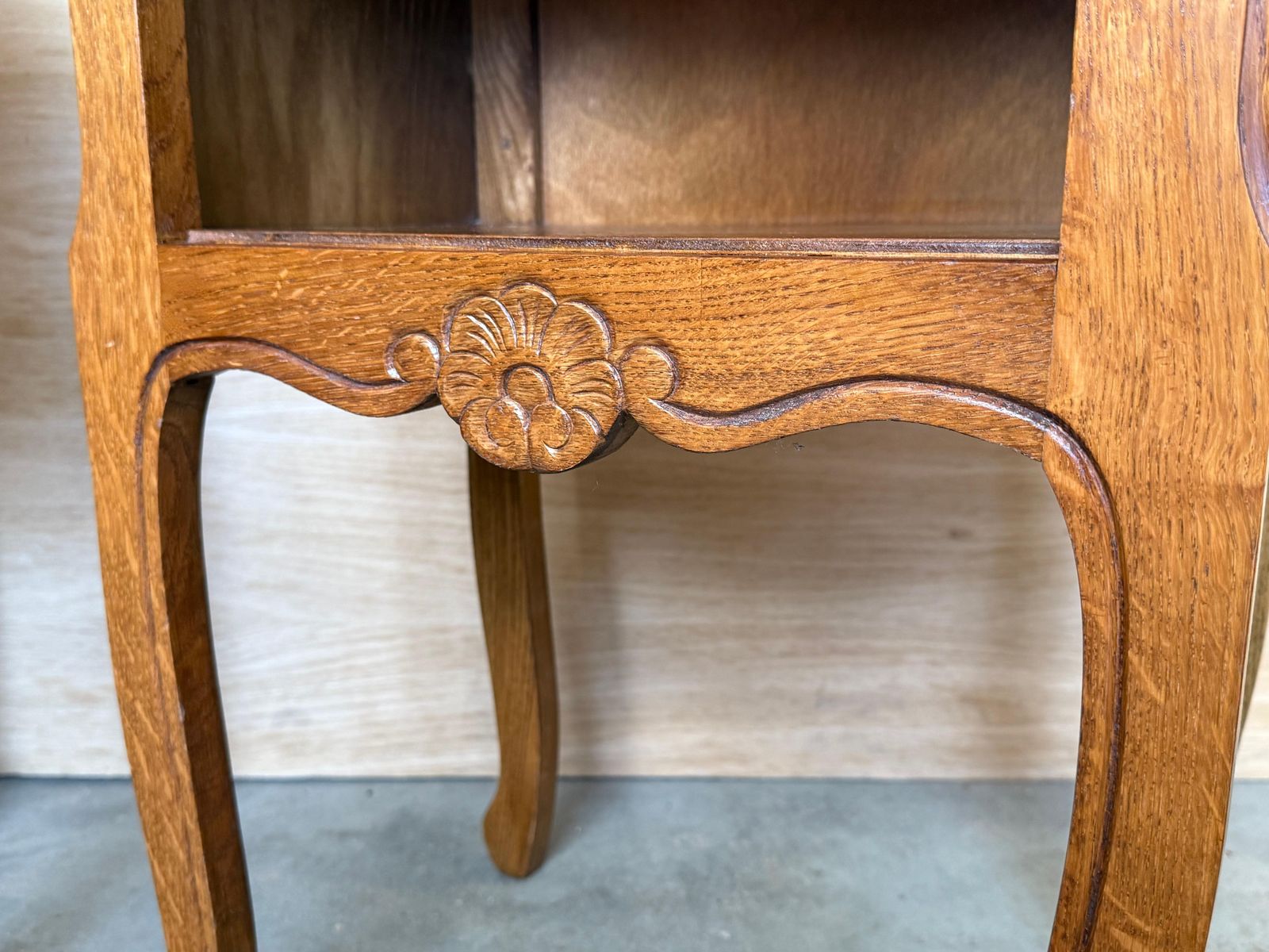 20th Oak Nightstands Tables With Drawer And Open Shelf, 1940 photo vintage