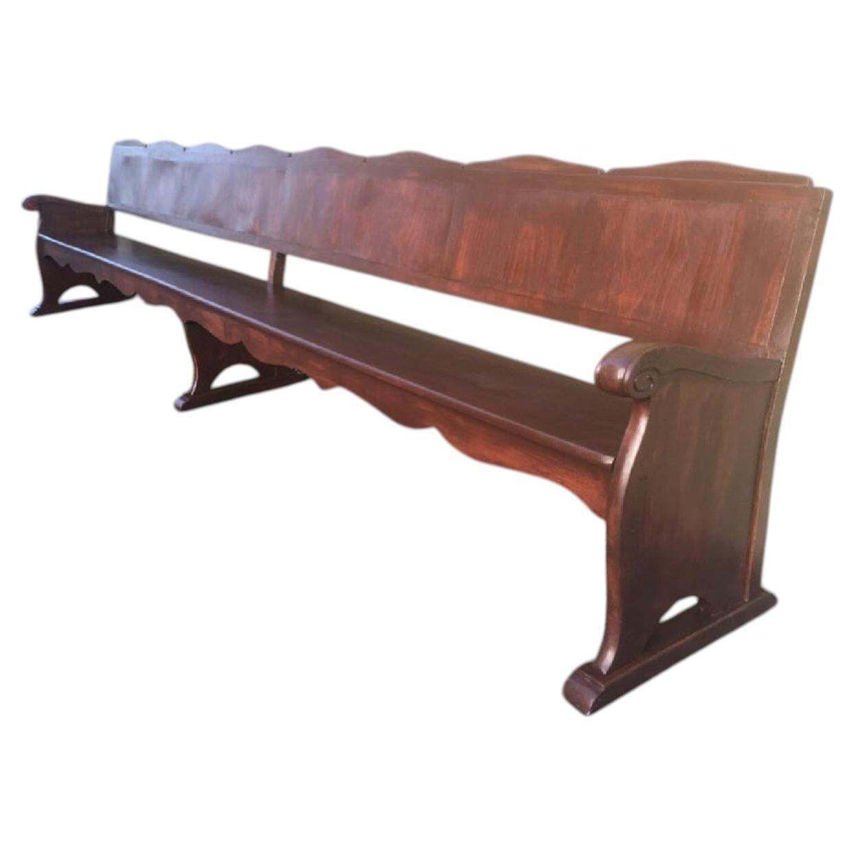 11.5´ 20th Century Monumental Church Walnut Bench Settee